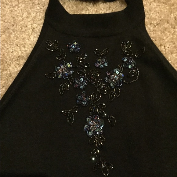 Cache black top with Rhinestone design - Picture 3 of 4